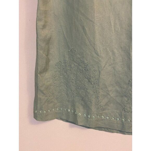 Reitmans Women's Green Teal Linen Blend Skirt Beaded Hem Size 15 - Picture 2 of 9